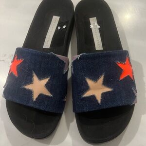 Stella McCartney Stars Denim Slides . new without tags